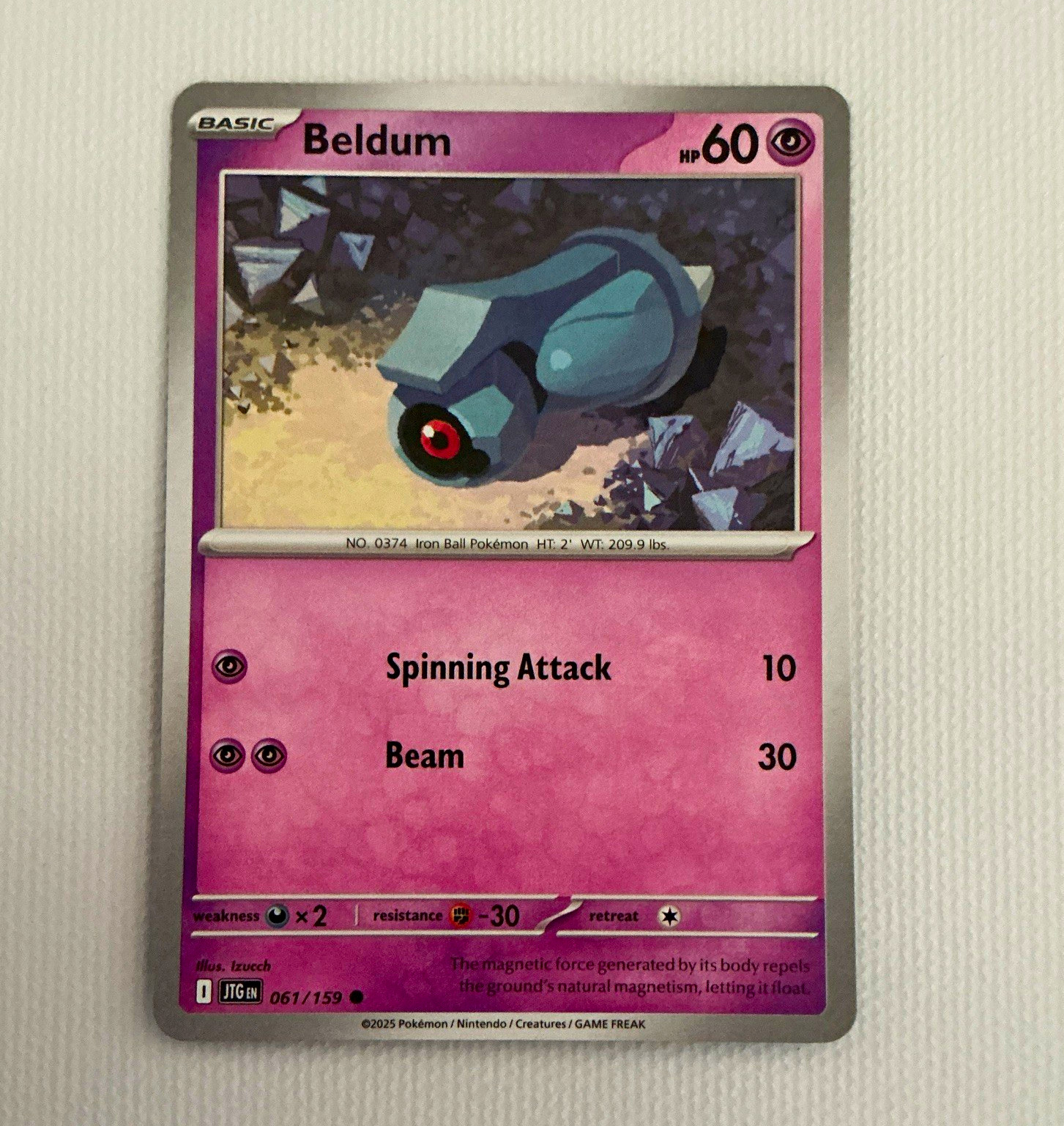 Pokemon TCG Beldum 061/159 SV09 Reg Common ENG 90 HP Stage 1