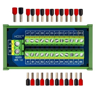 DIN Rail Mount 30A 48V 2x12 Position Screw Terminal Block Distribution Part