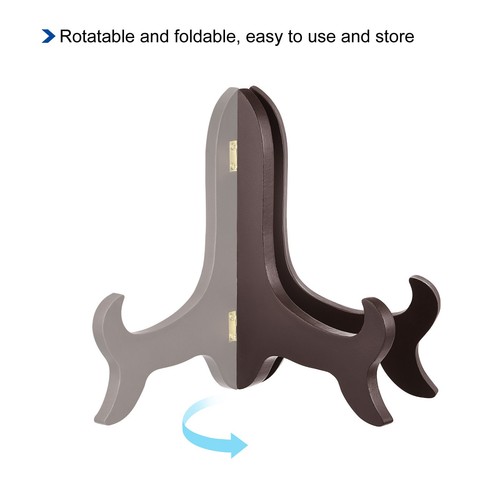 Soporte para placa de caballete de 8", soporte de exhibición plegable de madera marrón para marco de fotos 2 piezas - Imagen 4 de 6