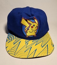 Pokemon Pikachu Blue  Yellow Snapback Cap Adjustable Size Youth OSFA