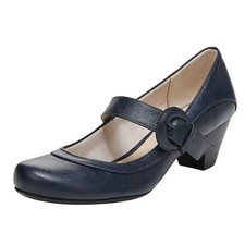 LifeStride Womens Rozz Mary Janes Pumps US 7 Wide EU 37 Navy Vegan Leather NIB