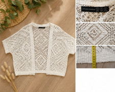  Atmosphere Strickjacke Gr. S Weiß Boho Häk...