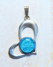 Heart Pendant with Handcrafted Turquoise Dichroic