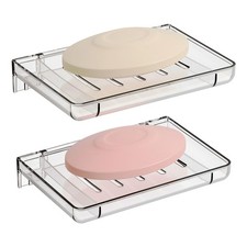 2 Pack Bar Soap Holder for Shower Wall,Self Draining Adhesive Soap Holder,Rus...