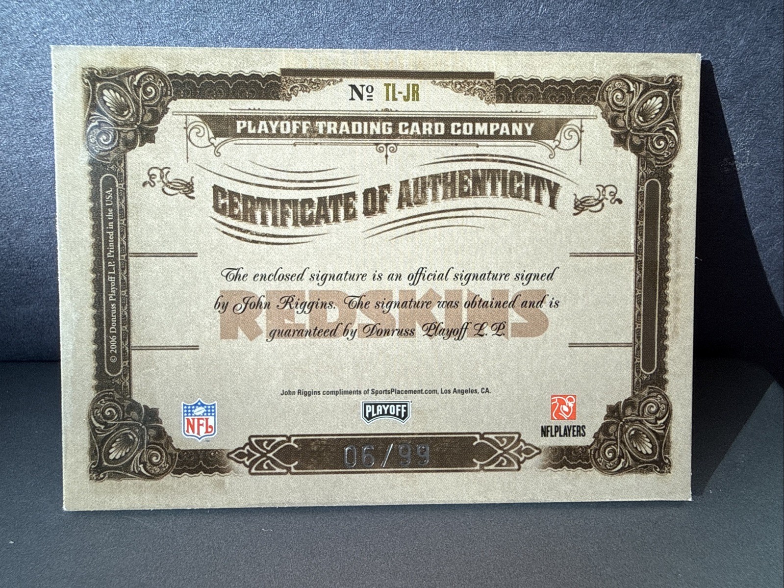 JOHN RIGGINS 2006 National Treasures Timeline  Game Used Auto #'d 21/25 HOF view 4