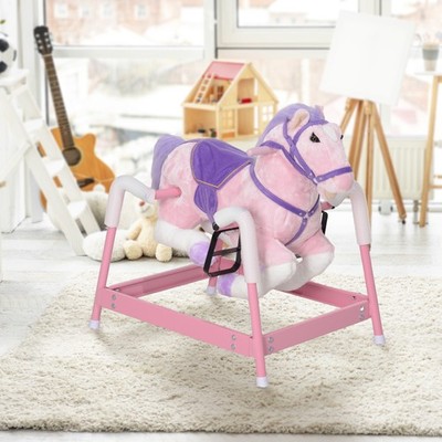 Spring Rocking Horse, Kids Ride on Horse w/ Saddle, Pink | eBay