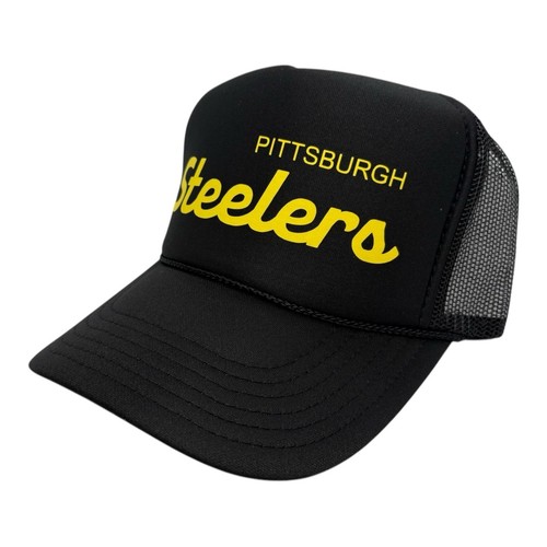 NEW PITTSBURGH STEELERS SPORTS BLACK HAT 5 PANEL HIGH CROWN TRUCKER SNAPBACK - Picture 2 of 3