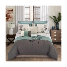 Riverbrook Home Emilie Comforter Set, King, Blue/Gray/Ivory, 8 Piece Set