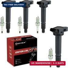 UF487 Ignition Coil Pack and Double Iridium Spark Plugs Set of 4 Compatible with