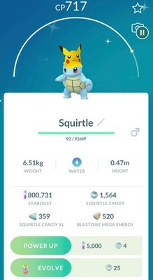  POKEMON GO - Shiny Squirtle (Pikachu Hat) *Registered/Ultra Friends* 