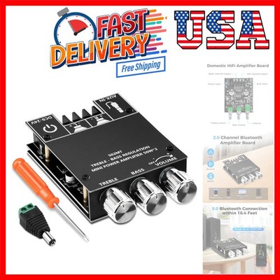 Bluetooth Amplifier Board,50W+50W 2.0 Channel Amp Board with Treble and Bass ...