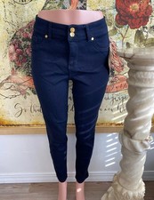 IMAN City Chic Average 360 Slimming Skinny Jean Ankle Zipper Navy Dk Indigo New