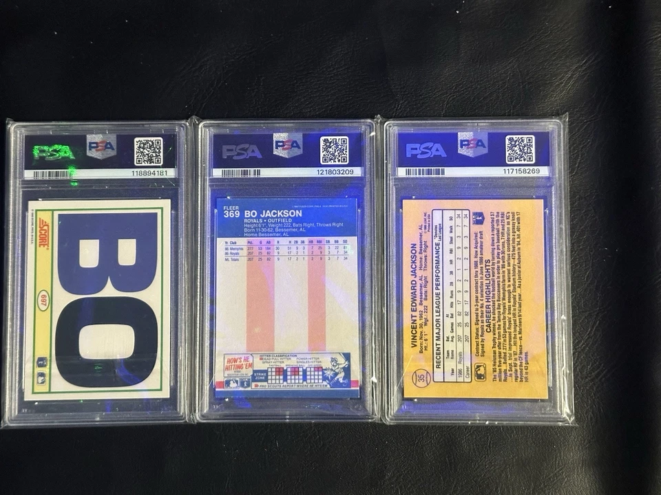 Bo Jackson 1987 Donruss, Fleer Glossy, 1990 Pontuação PSA Classificação - Imagem 2 de 2