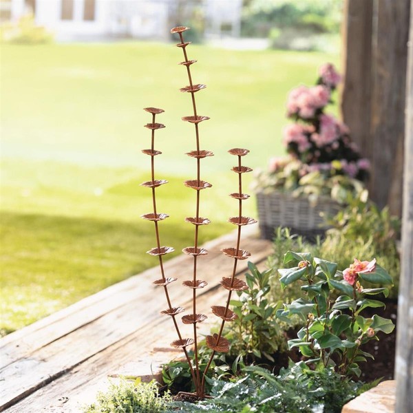 "Metall Garten Stecker \"Rostblume\" Echt Rost Finish 96 Cm Hoch, Deko Wetterfest"-image