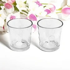 2 Libbey RENO Clear Dots 13 OZ Double Old Fashioned Glasses