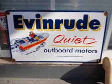 VINTAGE LARGE EVINRUDE PORCELAIN SIGN OUTBOARD MOTOR BOAT ENGINE SERVICE SALES 