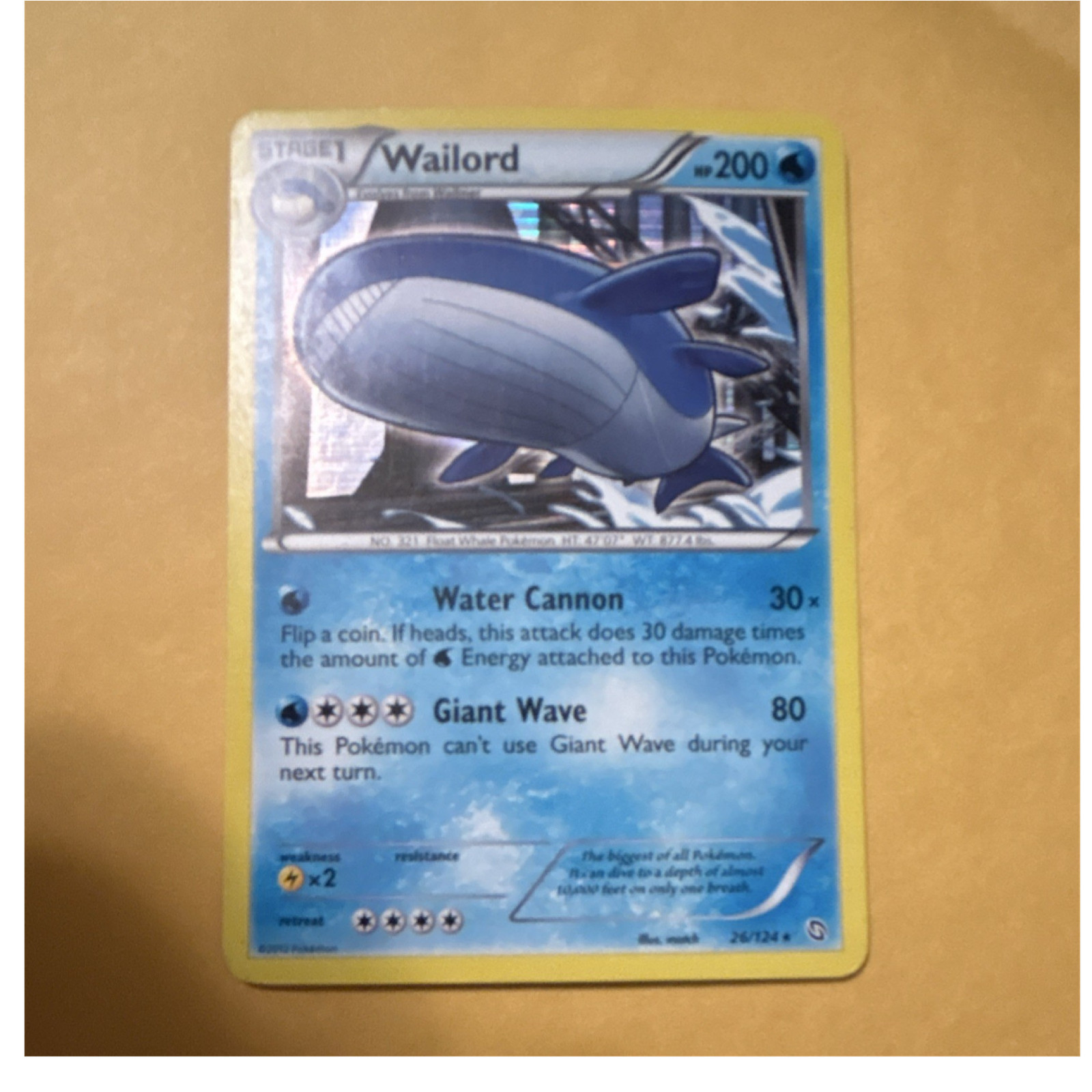 Pokémon Wailord Holo Rare Dragons Exalted 26/124 Stage 1 200HP English
