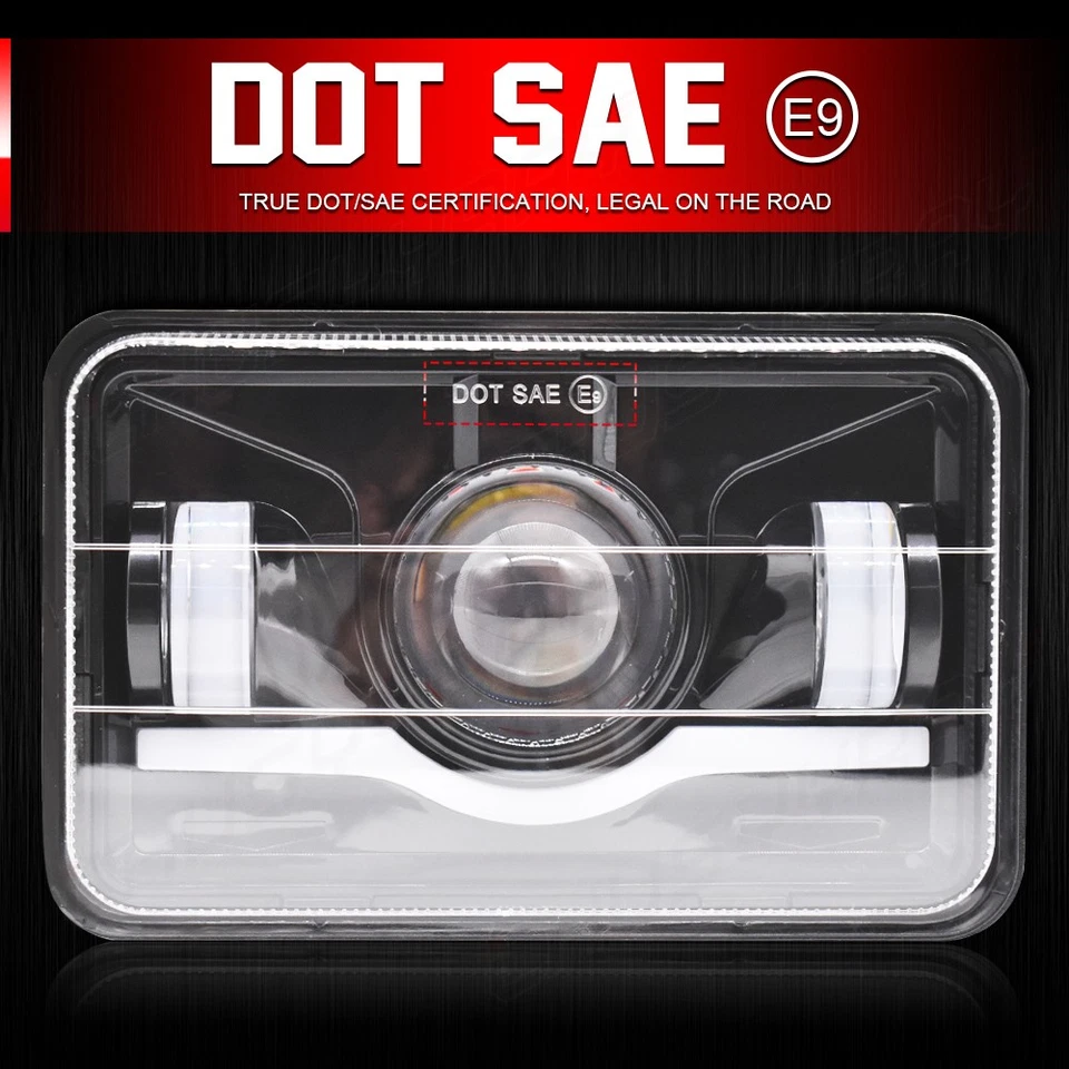 Faros LED de 4x6 pulgadas haz sellado alto/bajo de 4 piezas para GMC V2500 SUBURBAN 1989-1991 Foto 2 de 4