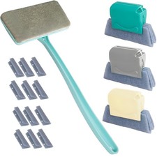 Window Screen Cleaner with 16-inch Detachable Handle 3 Groove Brushes Wet...