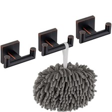 Robe Hooks Bathroom Double Towel Coat Hook 3 Pack, Oil Rubbed Bronze