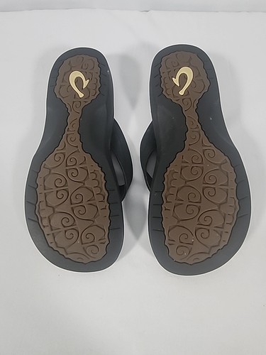 Olukai Ohana Flip Flop Sandals Black Arch Comfort Casual - Picture 11 of 12