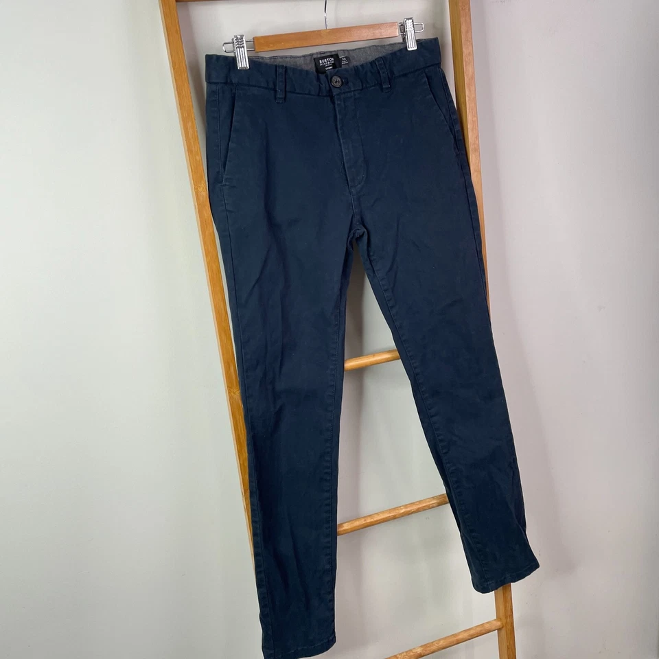 Pantalones chinos ajustados Burton para hombre 32L azul marino frente plano elásticos informales Foto 2 de 4