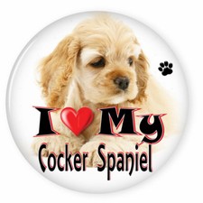 I LOVE MY COCKER SPANIEL DOG PUPPY 3" SAFETY PIN BACK BUTTON