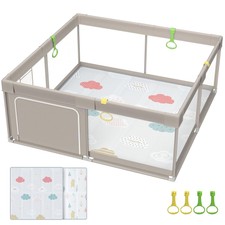 Baby Playpen with Mat, 71x59inch Playpen for Babies and Toddlers, Kids Play Pen