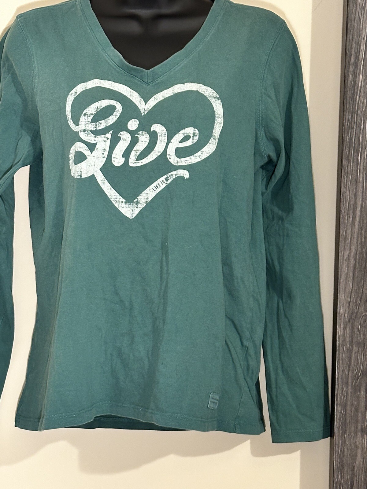 Life Is Good Tee Shirt Womens Size Small Classic Fit Heart Give Graphic