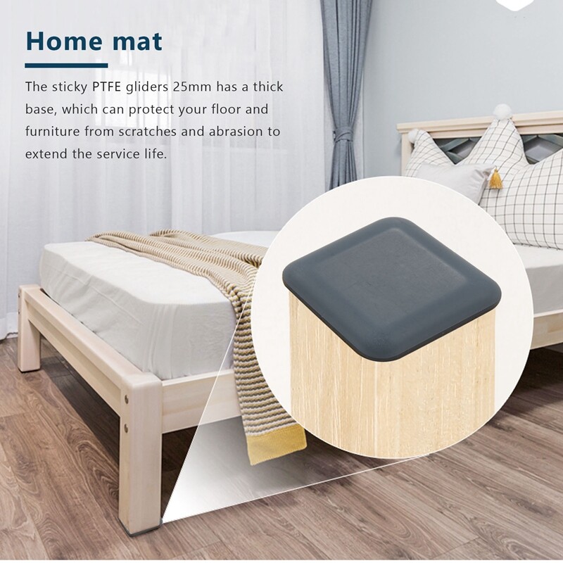 20 PCS Furniture Gliders Slider 25 x 25 mm PTFE Self Adhesive Furniture