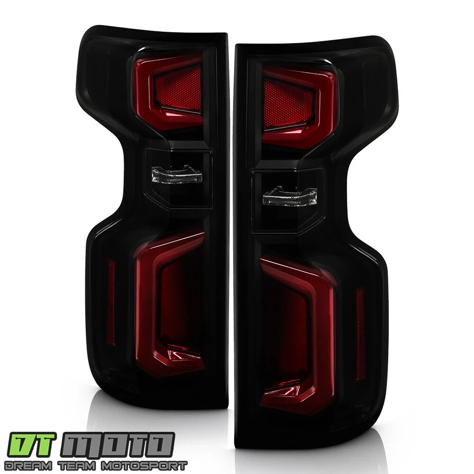 Chevy Silverado 1500 2019-2023 [incandescente] luces traseras de tubo LED negro ahumado Foto 3 de 4