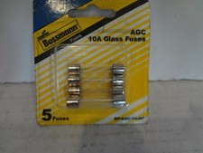 Cooper Bussmann AGC 10A Glass Fuses BP/AGC-10RP - 5 fuses