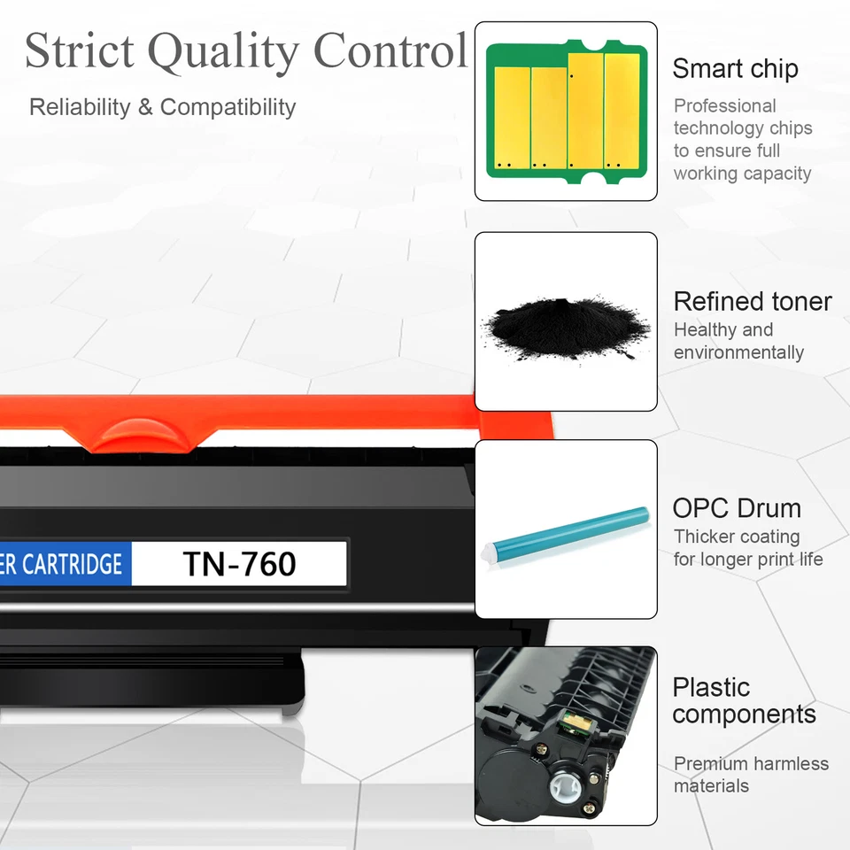 10 Pack - TN760 Toner for Brother MFC-L2750DW HL-L2395DW DCP-L2550DW HL-L2370DW  - Image 3 of 4
