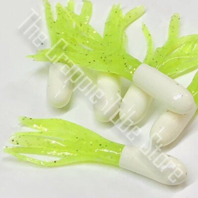 1.5 Original Crappie Tube™ – 50 Pack – Blue/Chartreuse – Garlco Lures – USA Made
