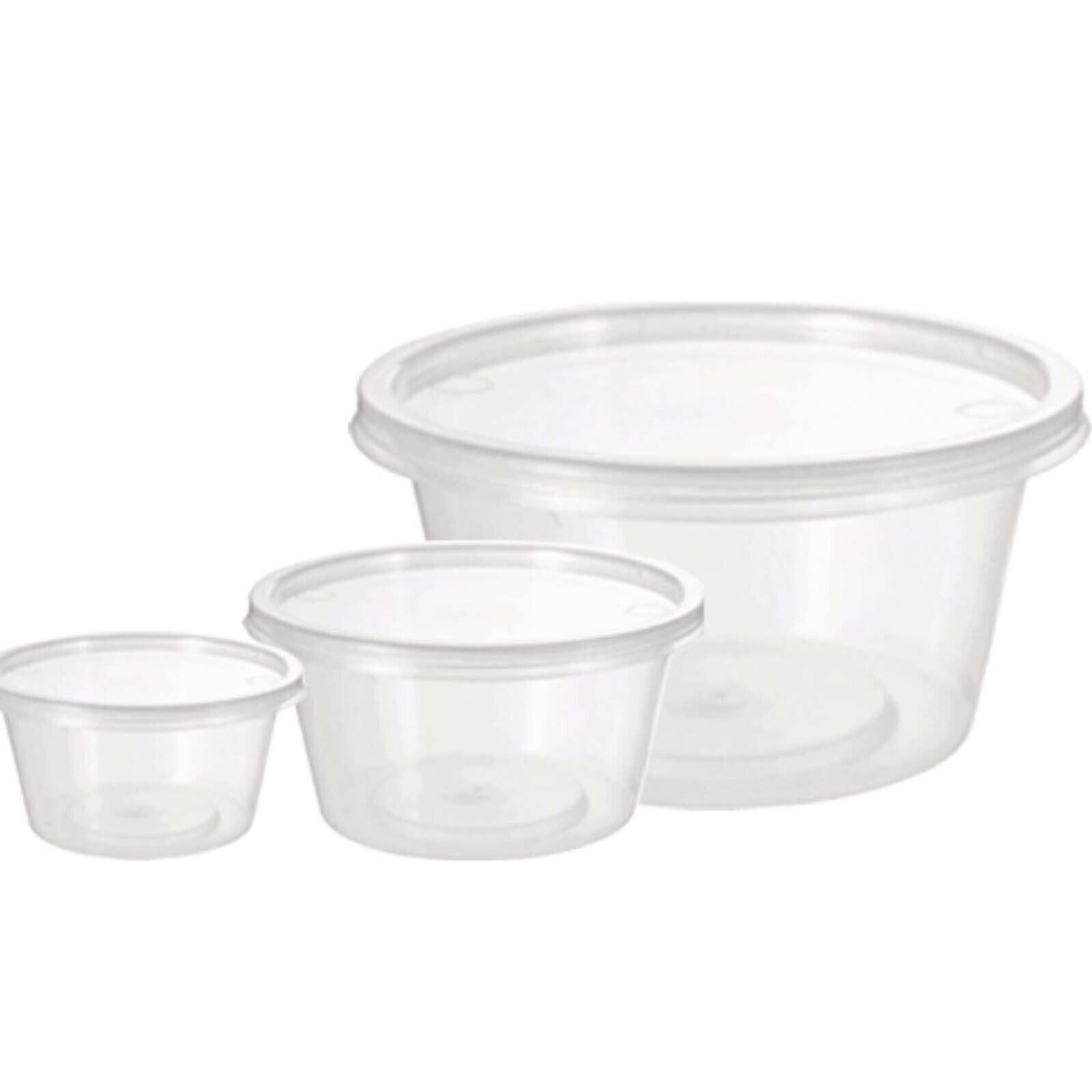 50Pcs Deli Pot Sauce Dip Plastic Clear Round Food Containers Chutney