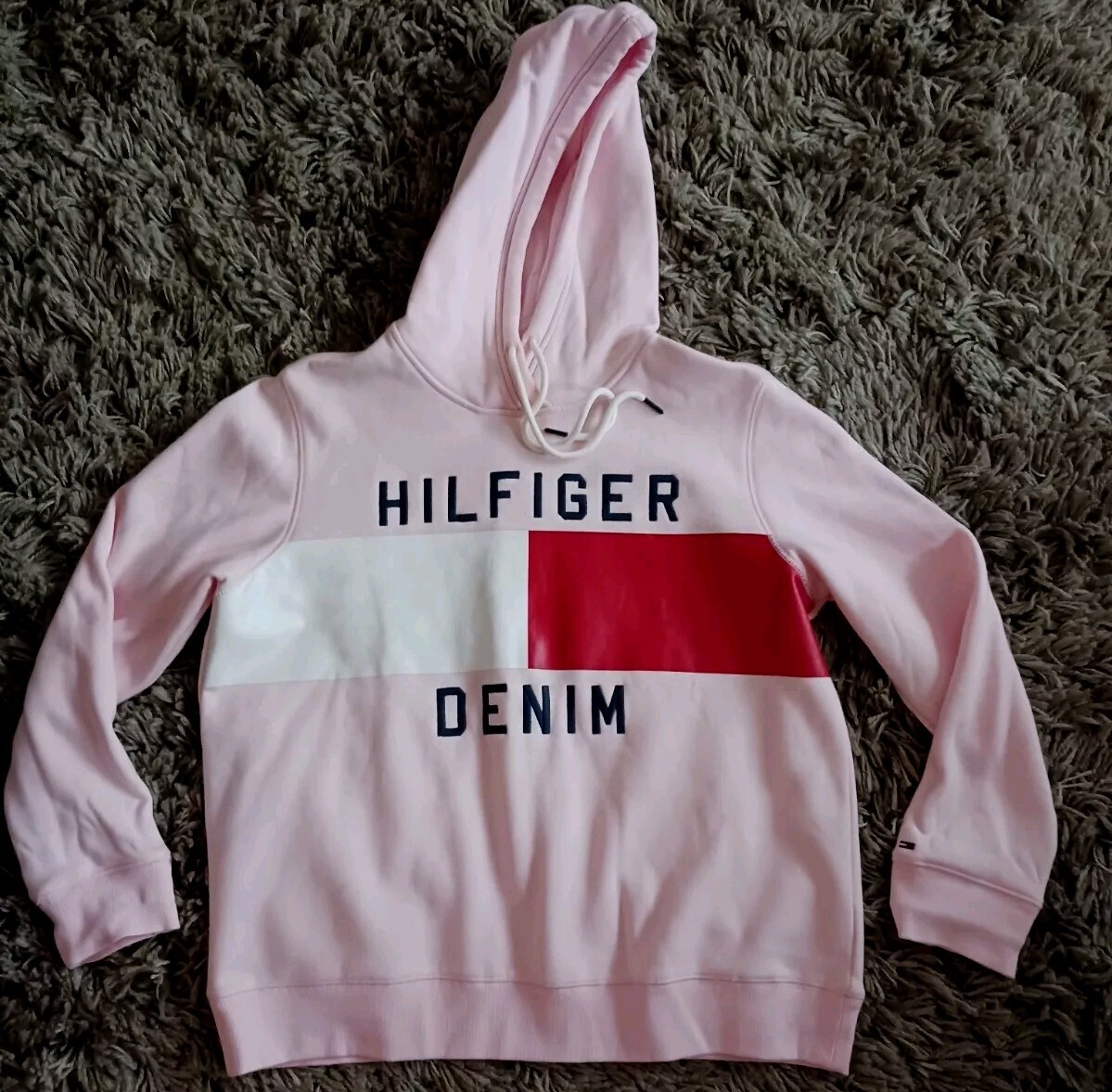NWOT Tommy Hilfiger Denim Soft Sweatshirt Pink w/ Red White Blue