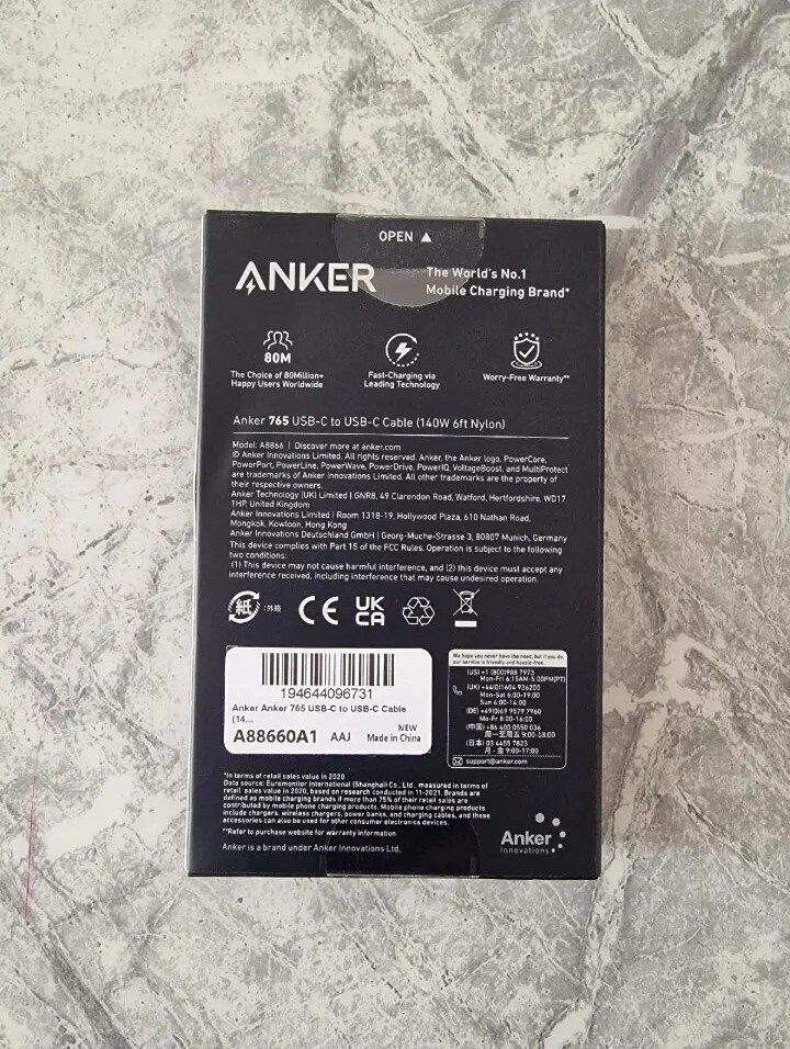 Anker 765 140W 6ft Nylon USBC to USBC Cable Sealed eBay