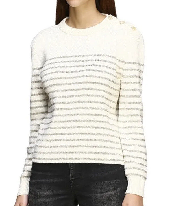 Maglione SAINT LAURENT a righe avorio oro metallizzato Taglia S