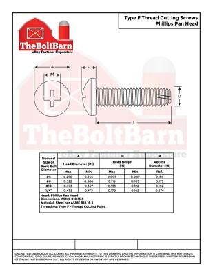 6-32 Phillips Pan Head Type F Thread Cutting Screws Zinc (Pick