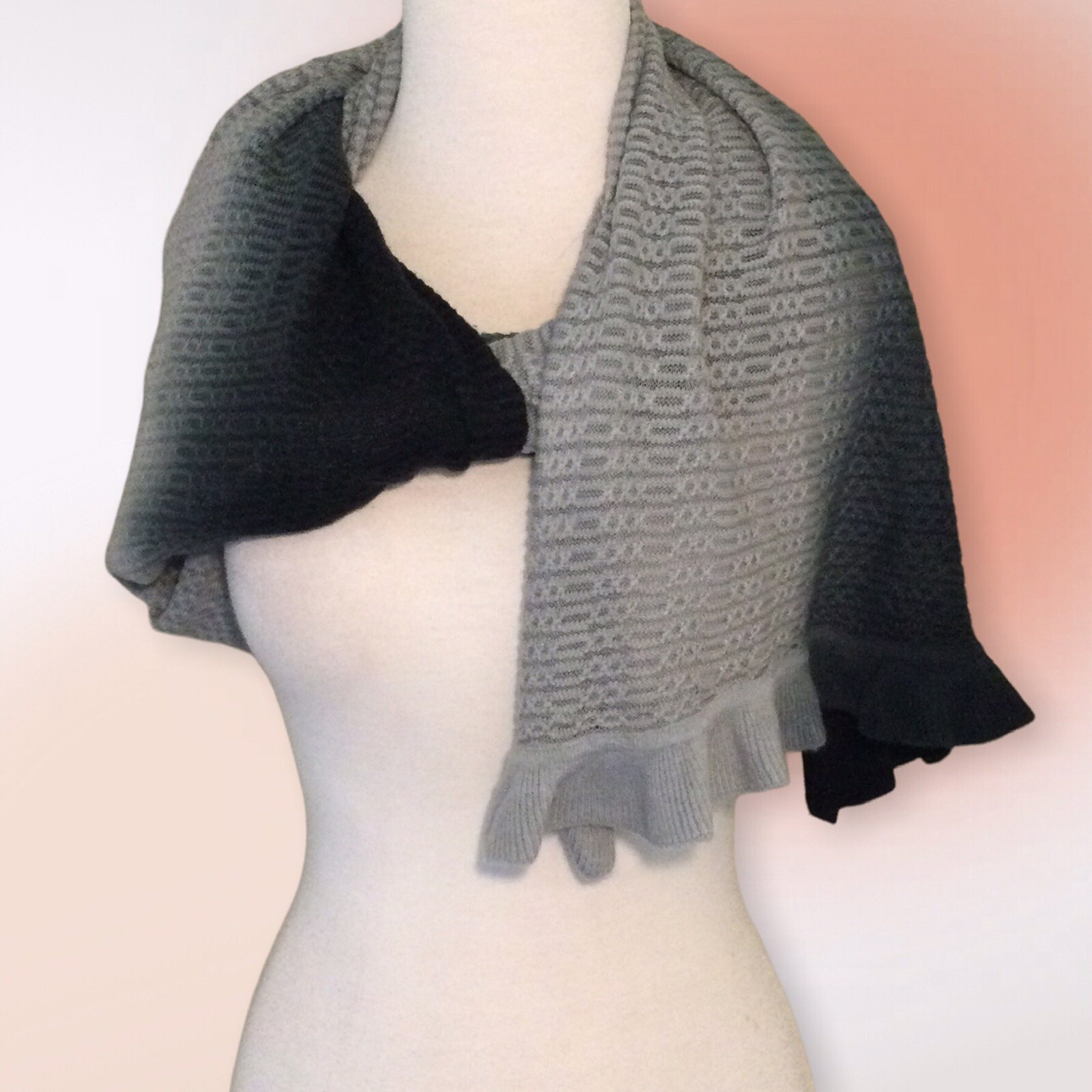 Ruffled Ombré Colored Rectangular Knit Scarf - image 3