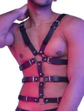 Men S M Harness Belt Costume Leather PU Body Chest Adjustable Buckle Clothes