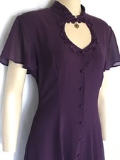 Purple Crepe Sweetheart Dress, Handkerchief Hem, Keyhole Bodice, Sizes 11/12