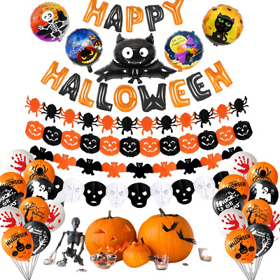 Halloween hängendes Papier Geist Kürbis Spinne Girlande Party Banner Zum Selbermachen Dekor UK