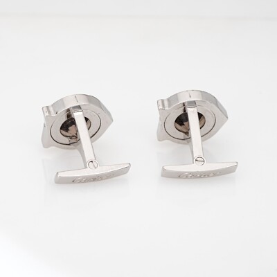 Cartier C Cufflinks Smoky Quartz Palladium Sterling Silver Estate