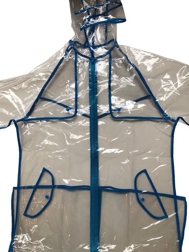 Transparent EVA Women’s Raincoat Waterproof Runway style with zipper and hood - Picture 8 of 27