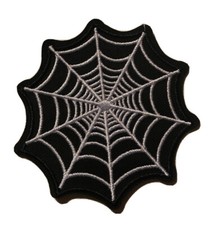 Spider Web Embroidered Applique Iron On Patch Halloween Biker Gothic Spiderman