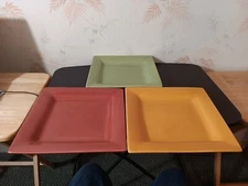 Set Of 3 Espana "Lifestyle" Tabletops Unlimited Square 11" Dinner Plates