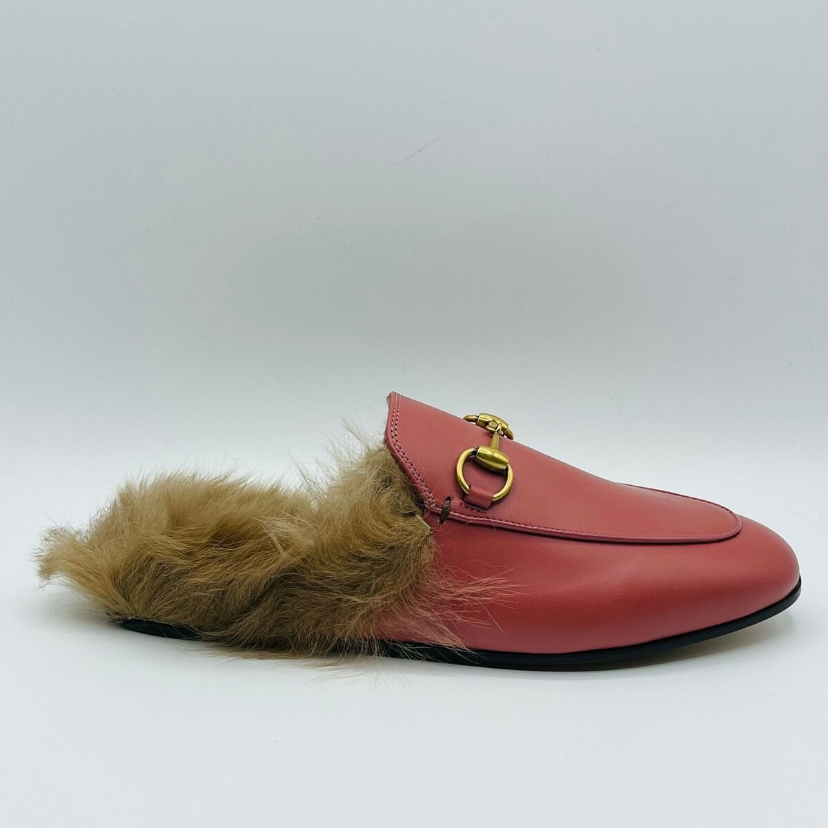 Gucci Princetown Women's Rose Pink Leather Mule Sandal 34.5 Gucci Princetown Women's Rose Pink Leather Mule Sandal 34.5