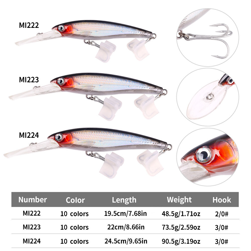 10PCS Trolling Bait Fishing Lures Big Minnow Hooks 48g 73g 90g Tuna Bass  Tackle