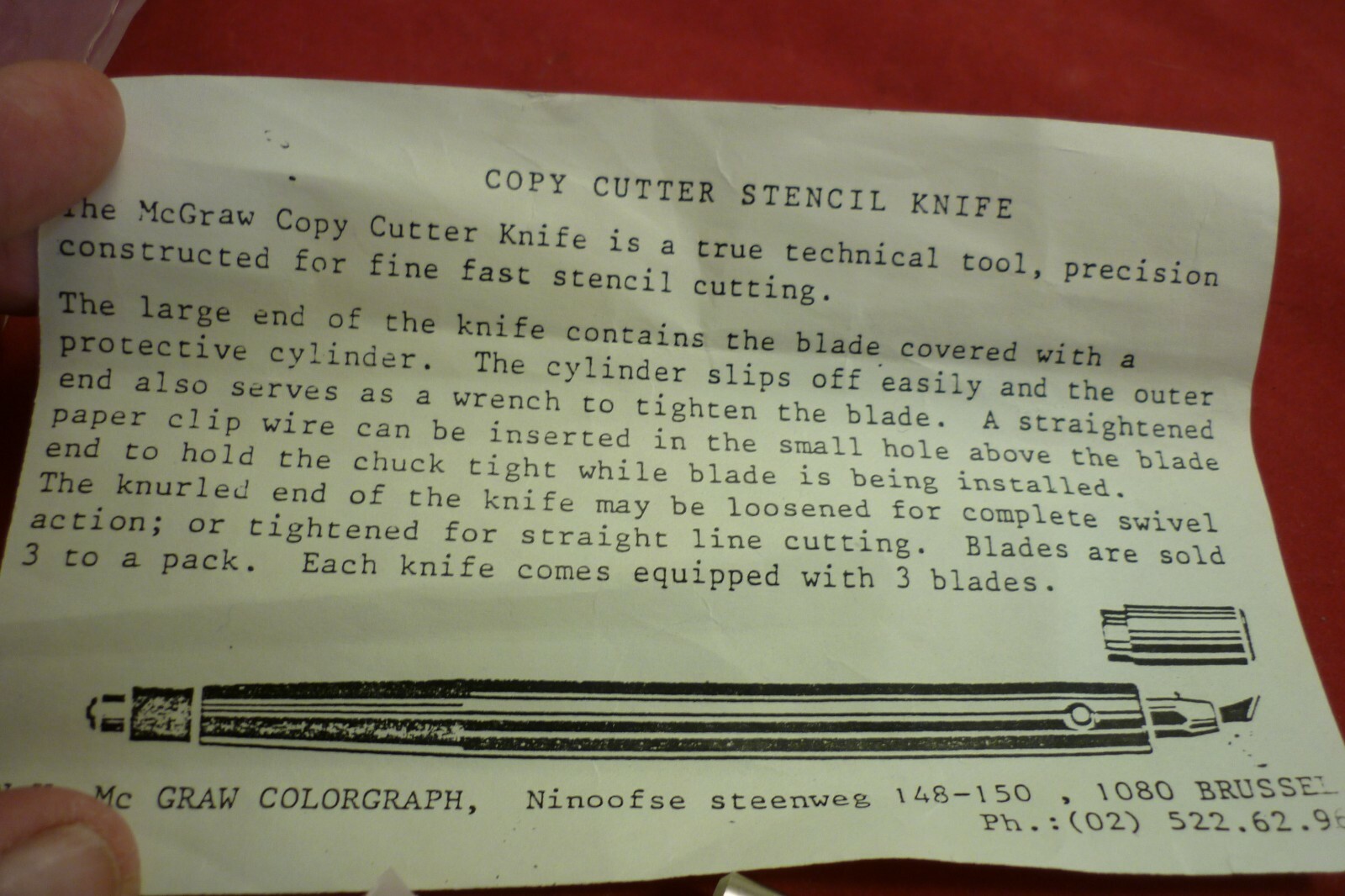 NOS MCGRAW PRECISION ULANO TYPE SWIVEL BLADE STENCIL CUTTING KNIFE